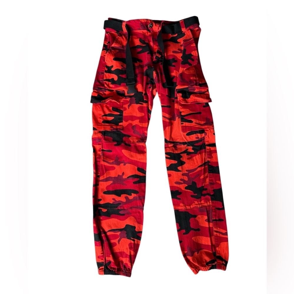 Redfox Red and Orange Camo Cargo Joggers